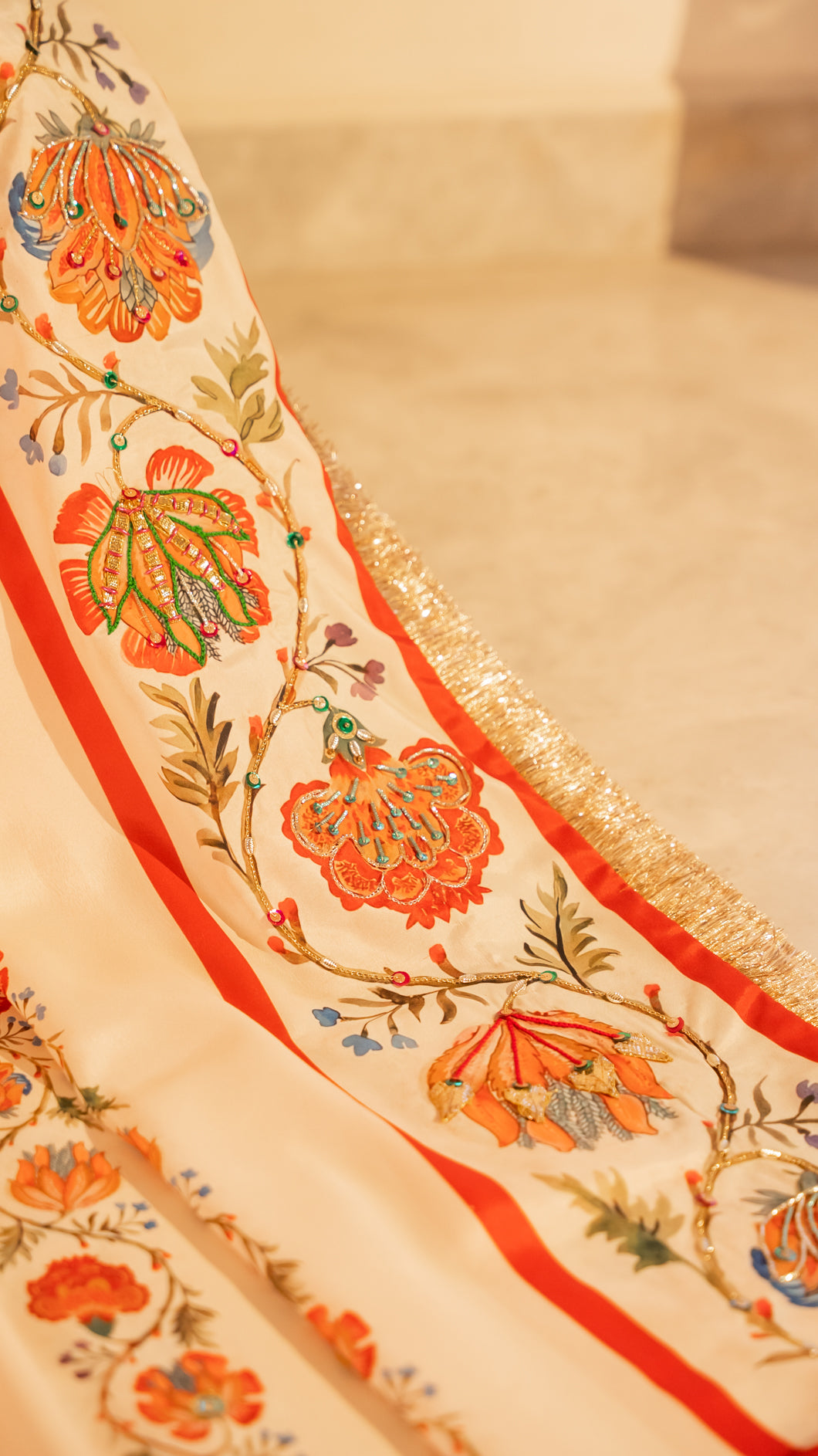 Amar - Red Embroidered Luxury Shawl - Buy Online Pakistan