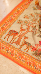 Vashah Mehraab - Hand Embroidered Raw Silk Shawl - Shopping Karado