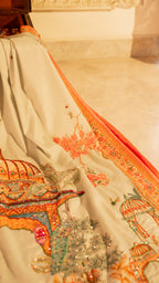 Vashah Mehraab - Hand Embroidered Raw Silk Shawl - Shopping Karado