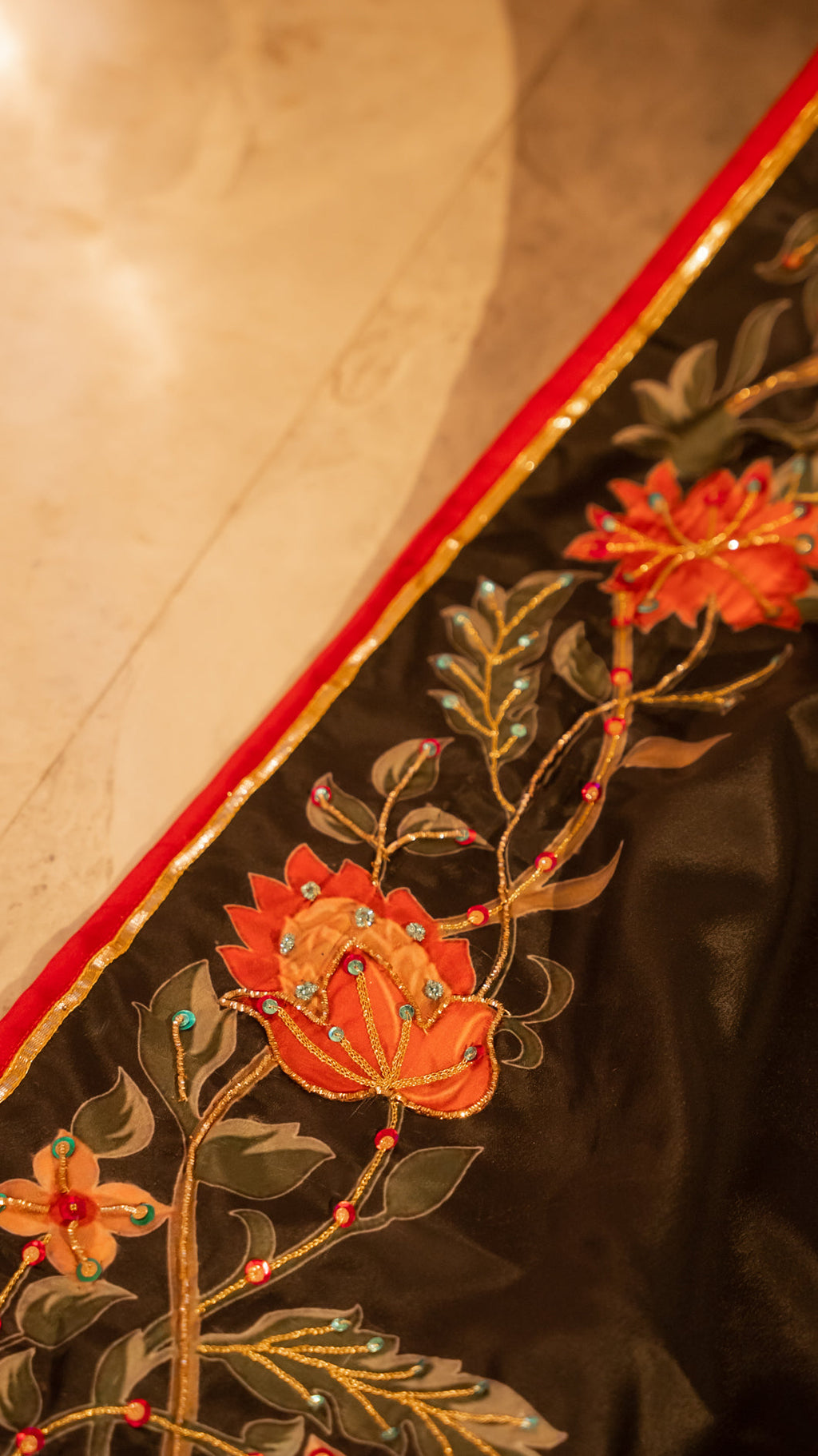 Bakht - Red Embroidered Luxury Shawl - Buy Online Pakistan