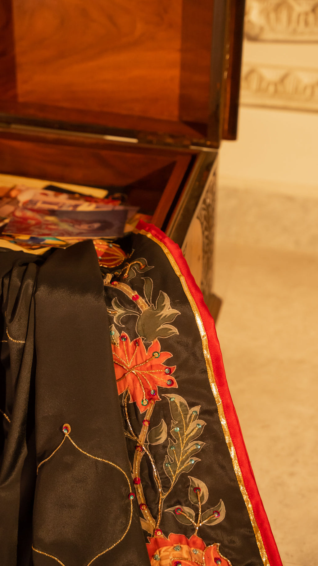 Bakht - Red Embroidered Luxury Shawl - Buy Online Pakistan