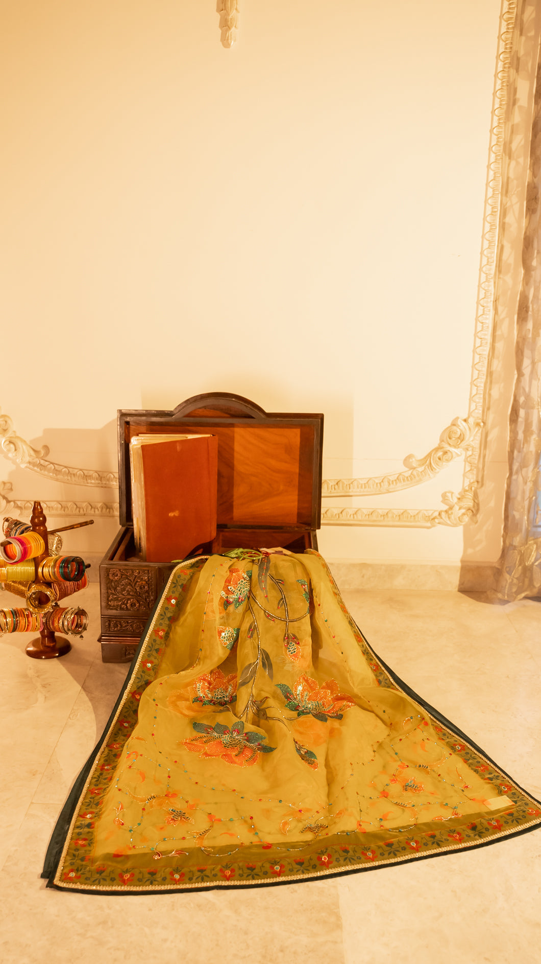 Gulnaar - Handcrafted Organza Shawl by Vashah - Shopping Karado