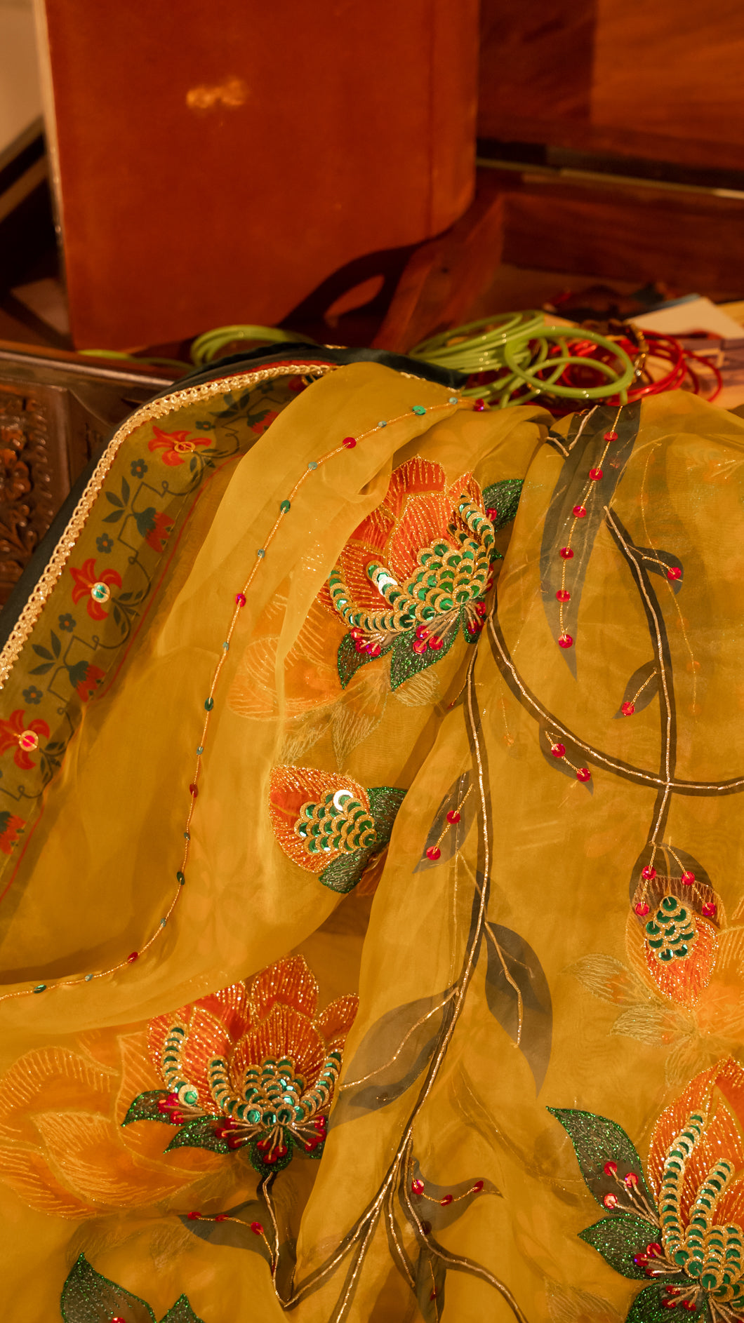 Gulnaar - Handcrafted Organza Shawl by Vashah - Shopping Karado