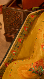 Gulnaar - Yellow Embroidered Luxury Shawl - Buy Online Pakistan