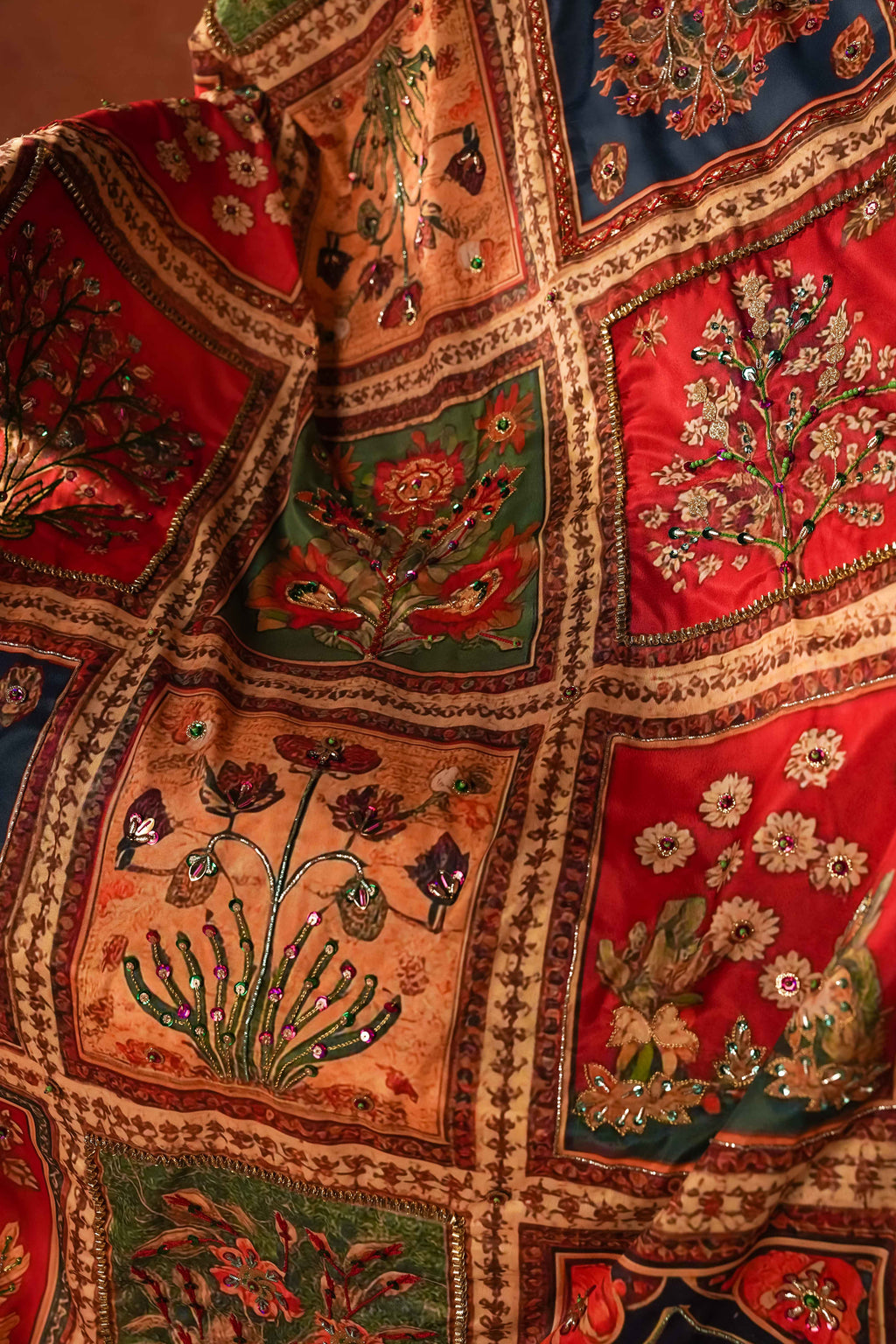 Gul Mohar - Red Embroidered Luxury Shawl - Buy Online Pakistan