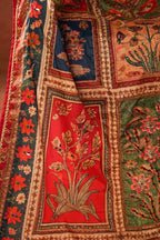 Vashah Gul Mohar - Hand Embroidered Raw Silk Shawl - Shopping Karado