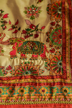 Vashah JHARONKA - Hand Embroidered Raw Silk Shawl - Shopping Karado