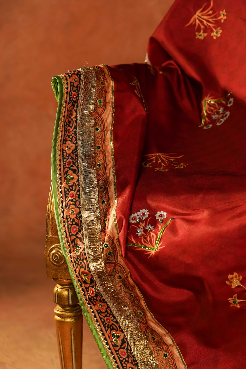 Laali - Red Embroidered Luxury Shawl - Buy Online Pakistan