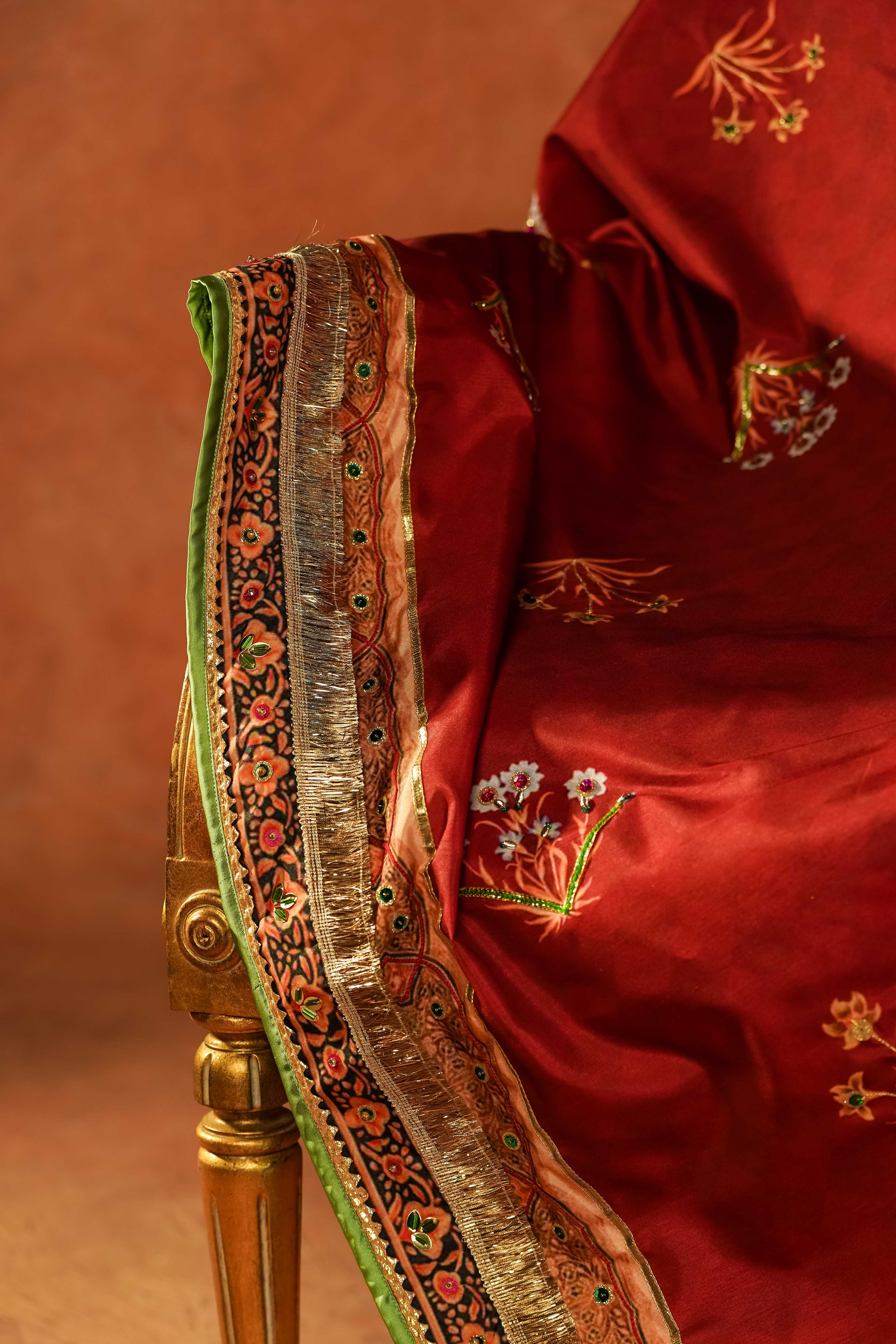 Laali - Red Embroidered Luxury Shawl - Buy Online Pakistan