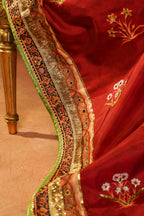 Vashah Laali - Hand Embroidered Raw Silk Shawl - Shopping Karado