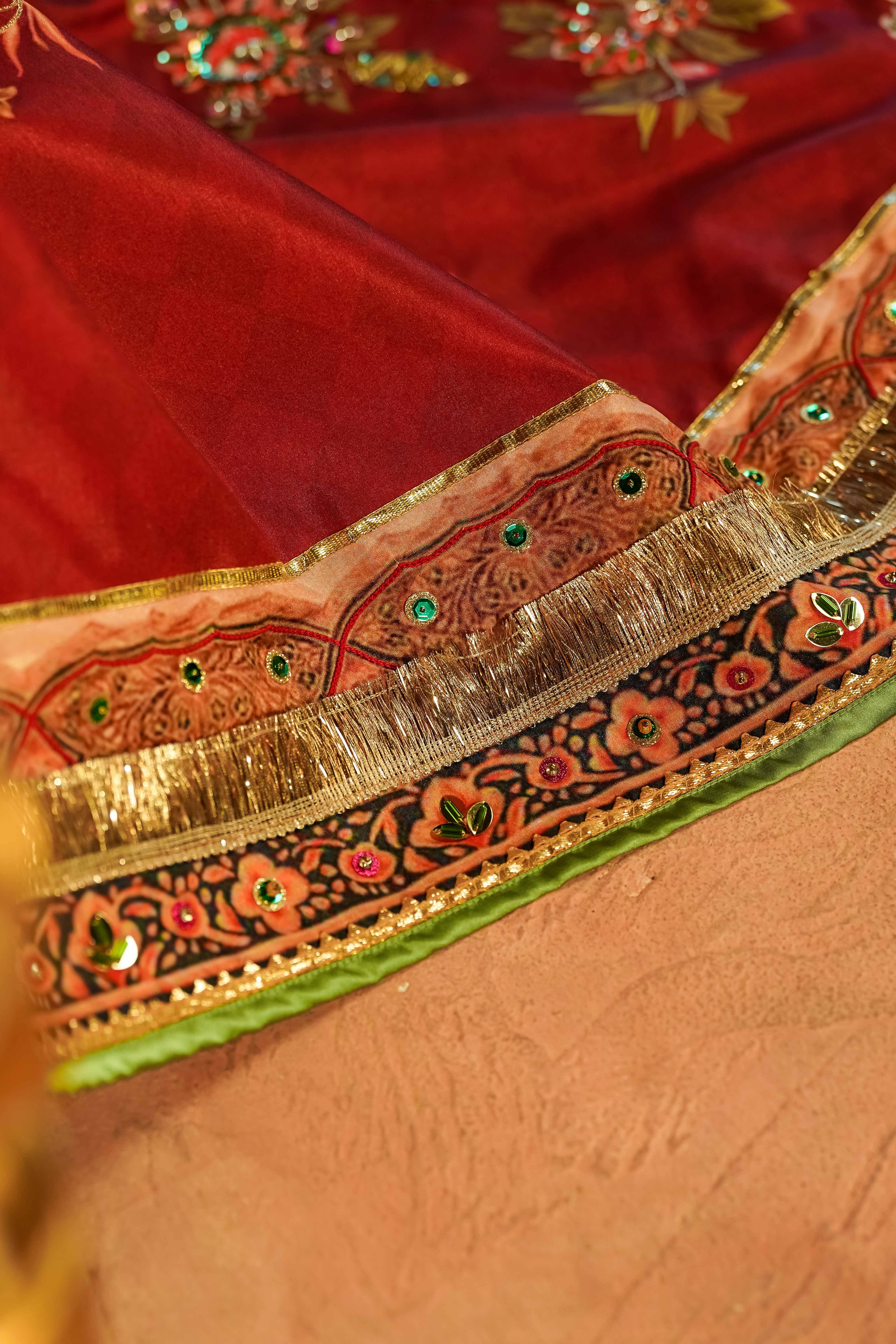 Laali - Red Embroidered Luxury Shawl - Buy Online Pakistan