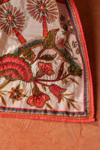 Vashah Tree of Life - Hand Embroidered Raw Silk Shawl - Shopping Karado