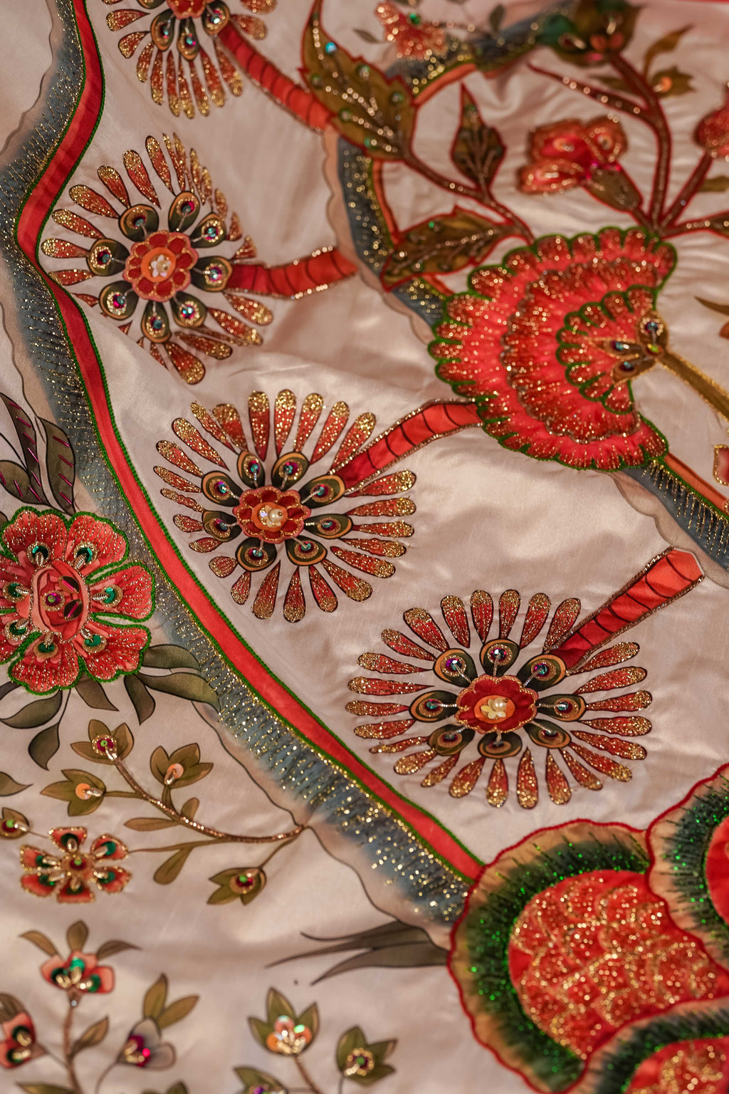 Tree of Life - Red Embroidered Luxury Shawl - Buy Online Pakistan