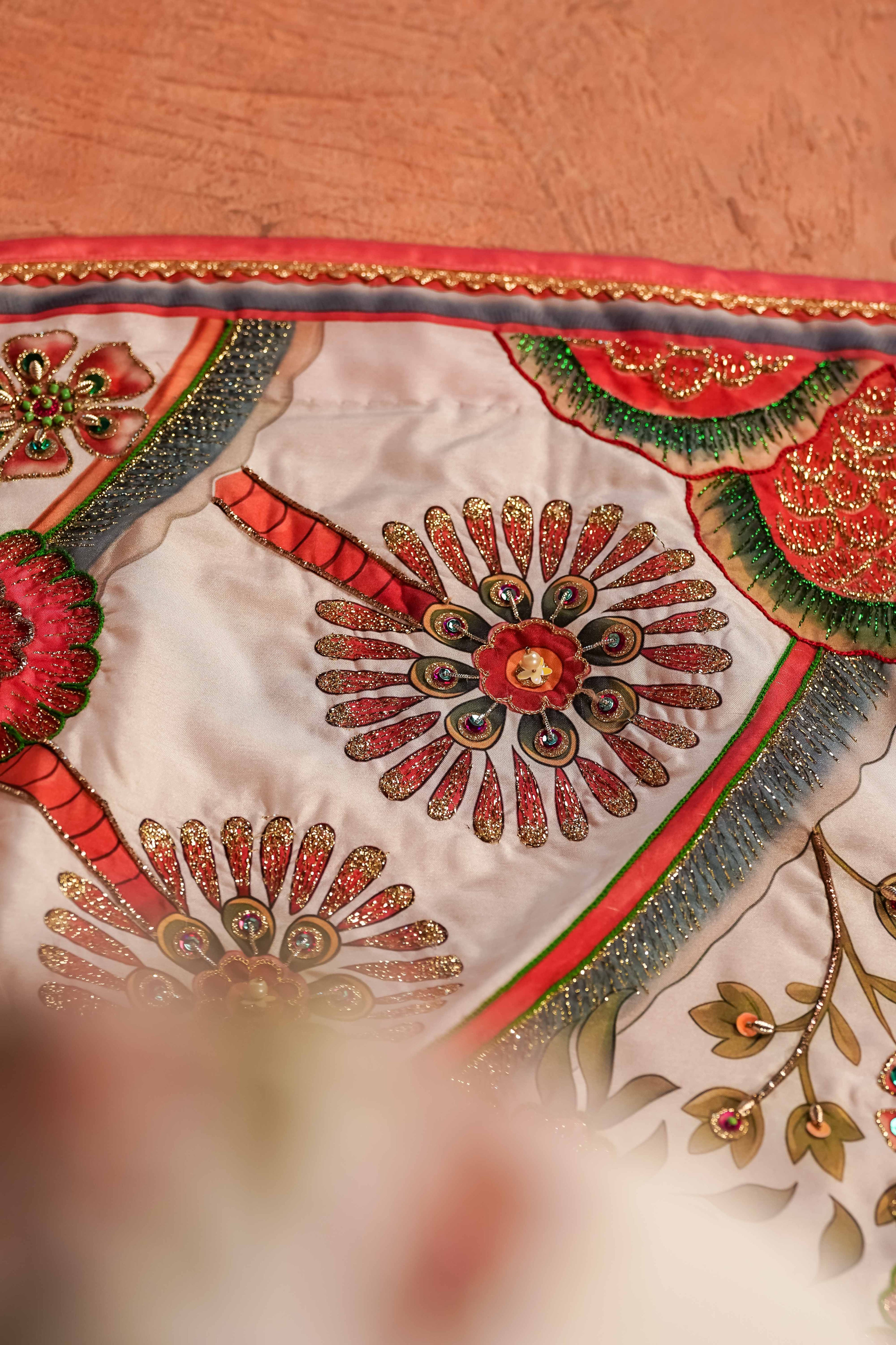 Tree of Life - Red Embroidered Luxury Shawl - Buy Online Pakistan