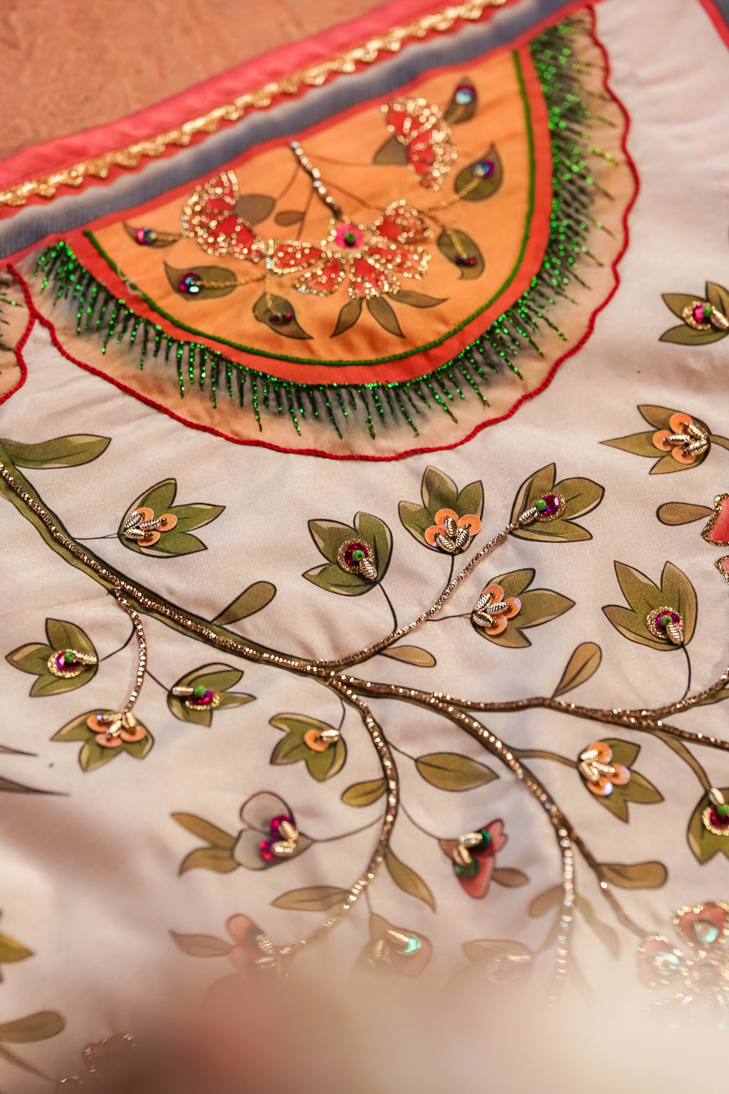 Vashah Tree of Life - Hand Embroidered Raw Silk Shawl - Shopping Karado