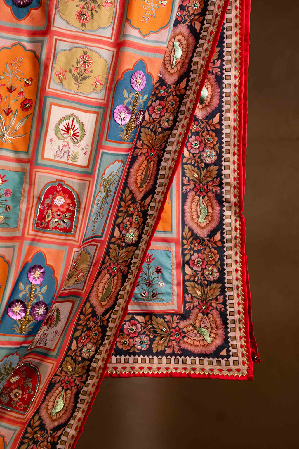 Gul-e-Zar - Red Embroidered Luxury Shawl - Buy Online Pakistan
