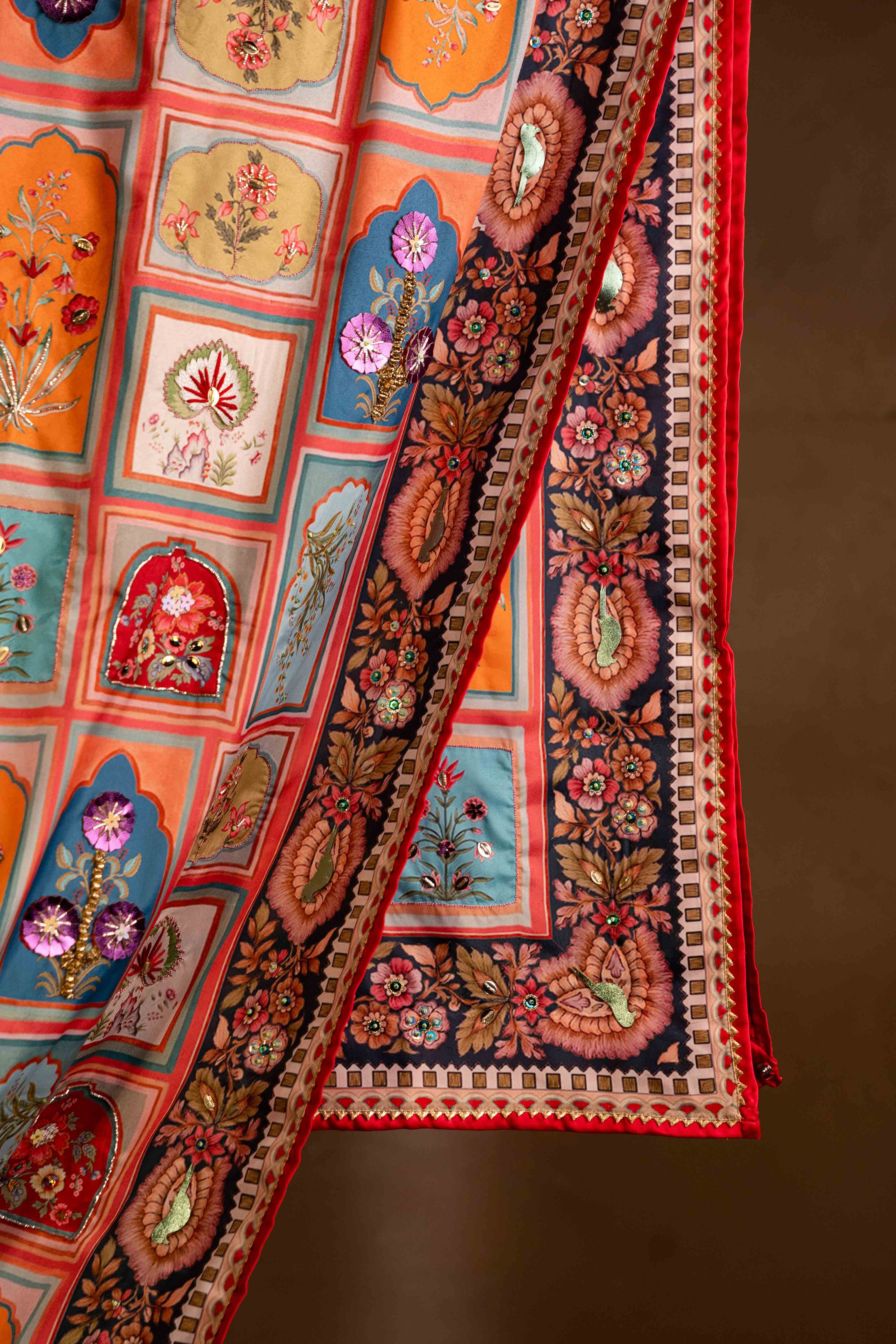 Gul-e-Zar - Red Embroidered Luxury Shawl - Buy Online Pakistan
