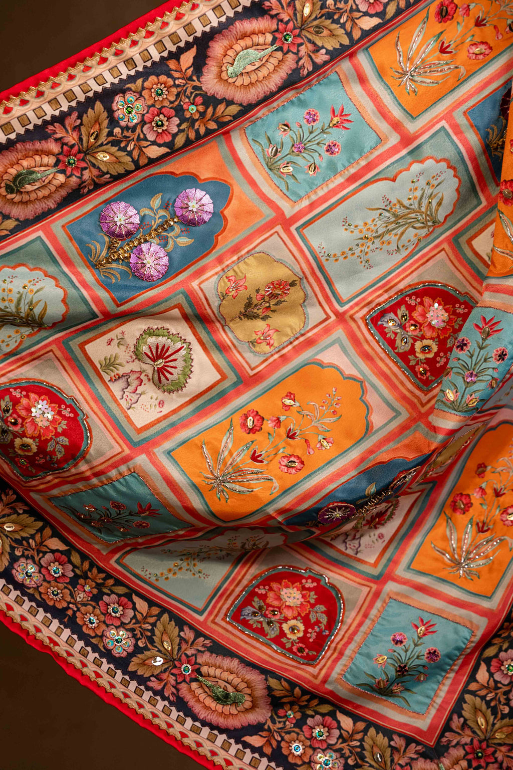 Gul-e-Zar - Red Embroidered Luxury Shawl - Buy Online Pakistan