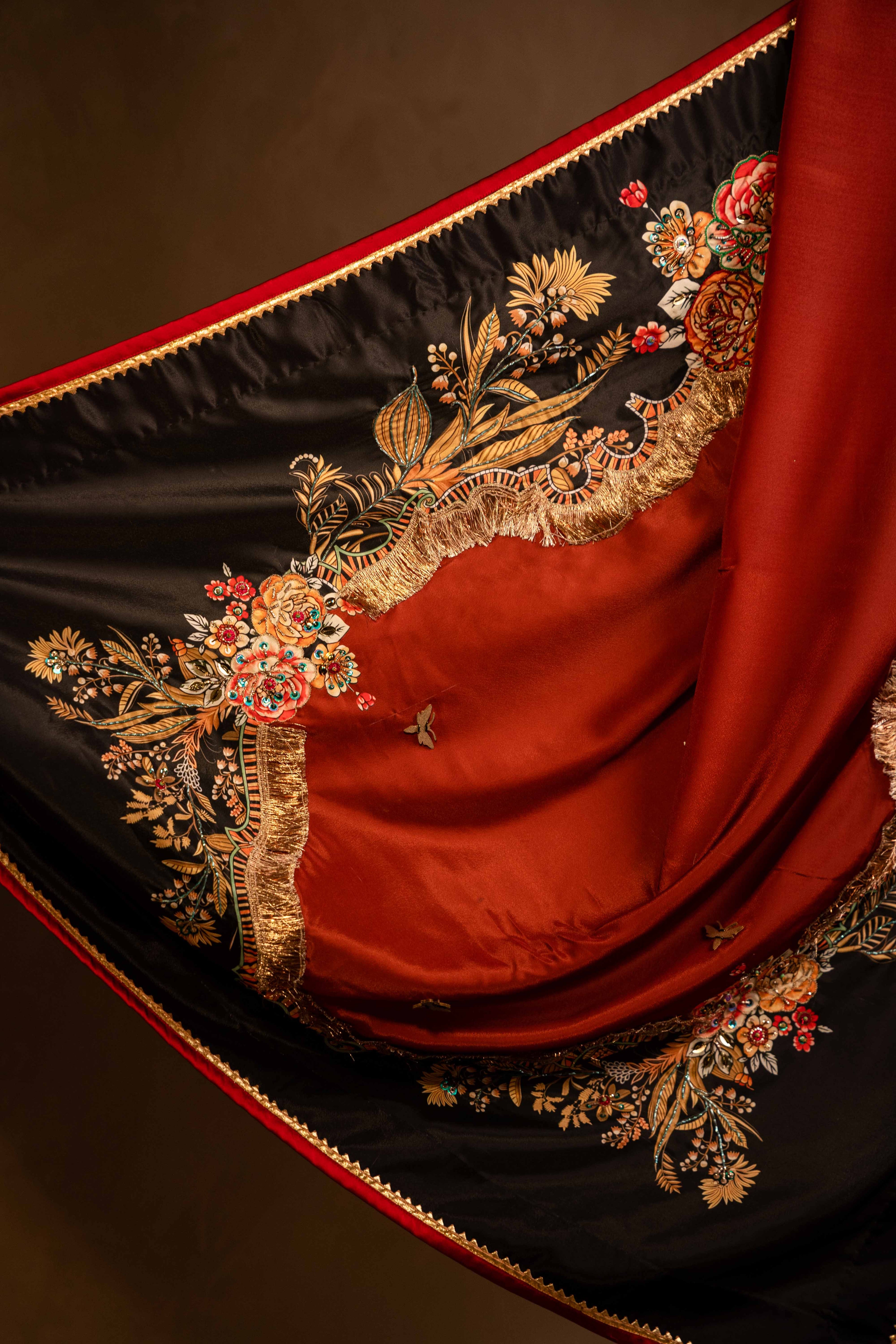 Bahar-e-Gul - Red Embroidered Luxury Shawl - Buy Online Pakistan