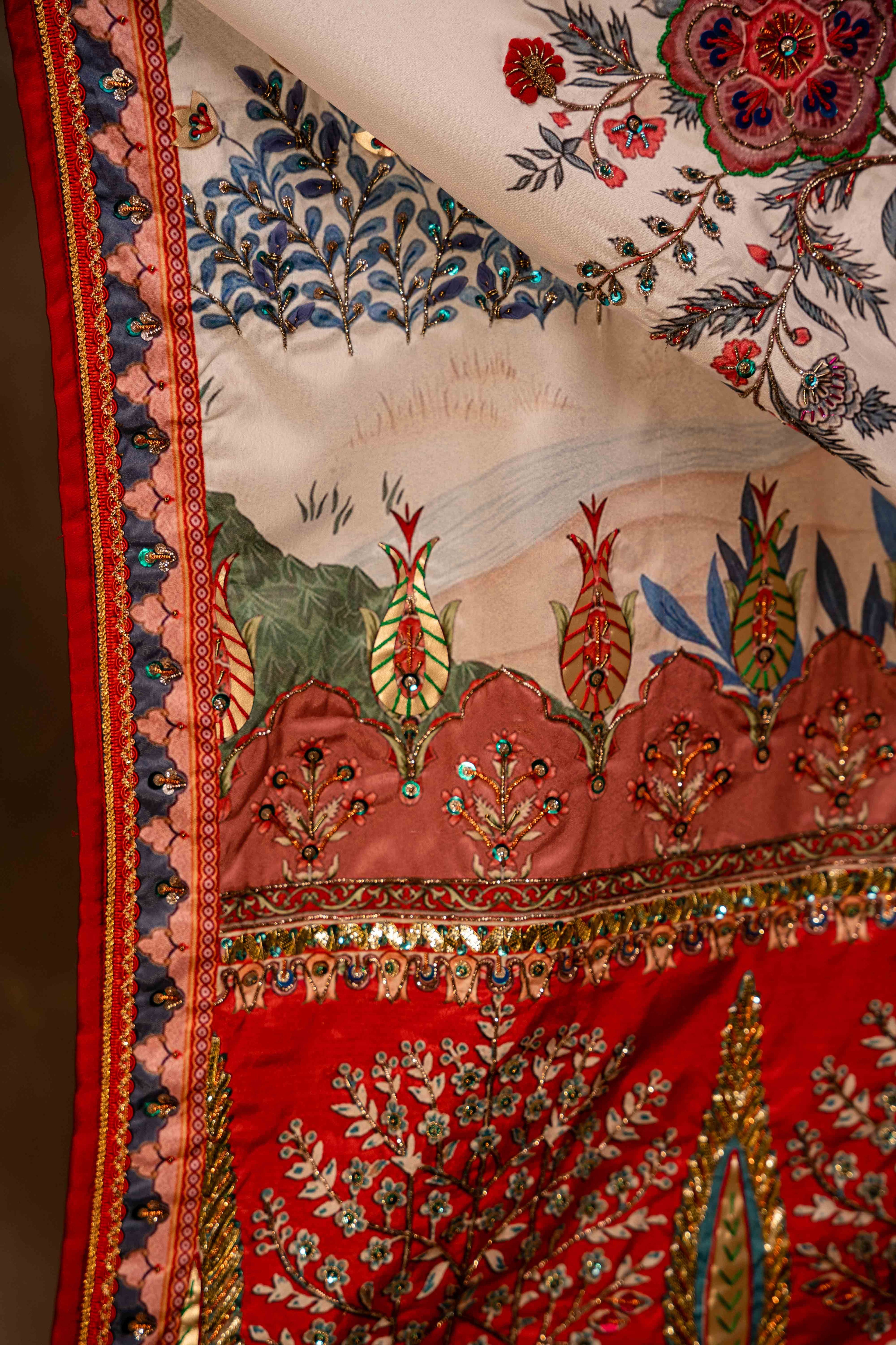 Rangreza - Red Embroidered Luxury Shawl - Buy Online Pakistan