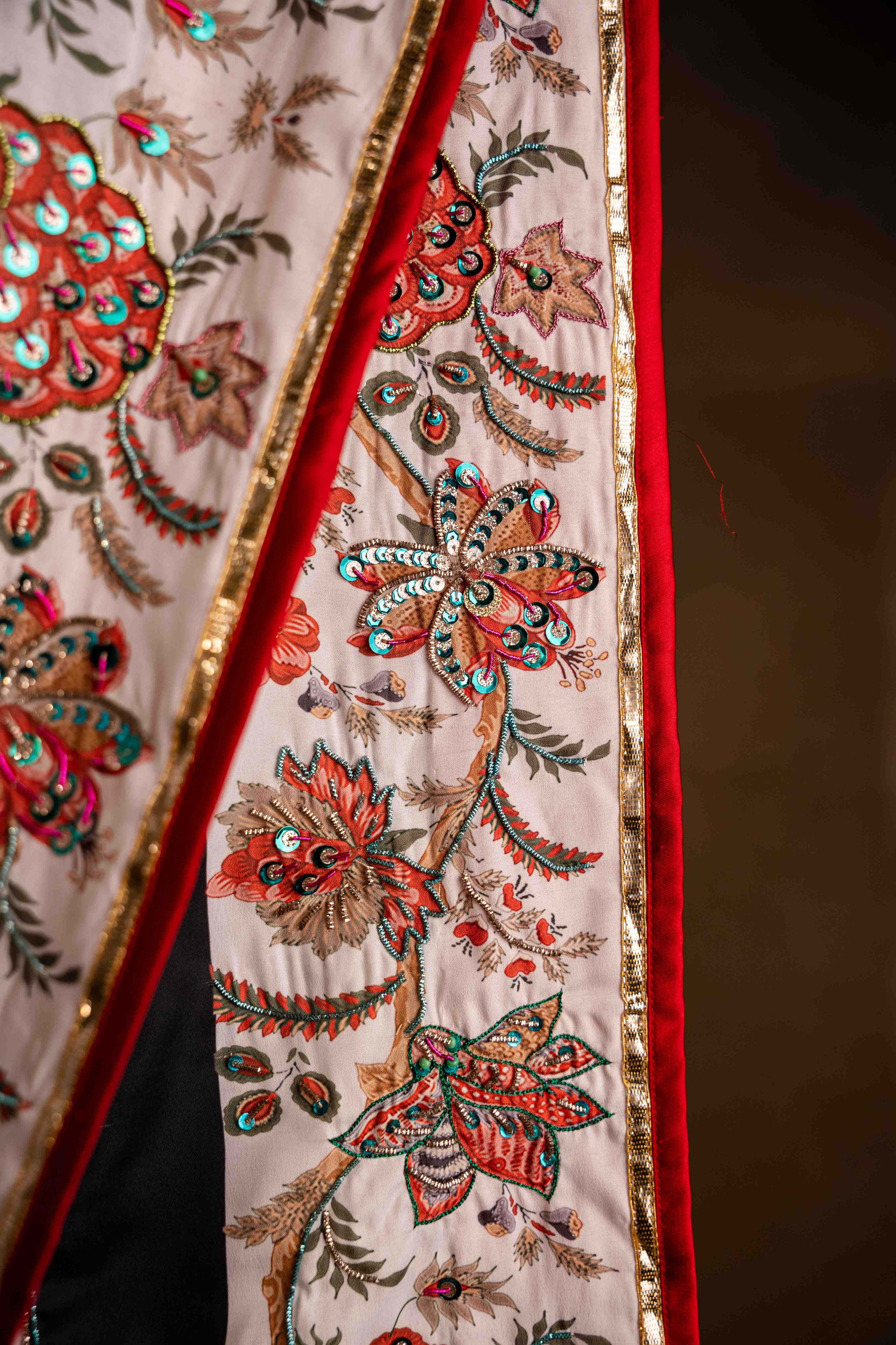 Naqashi - Red Embroidered Luxury Shawl - Buy Online Pakistan