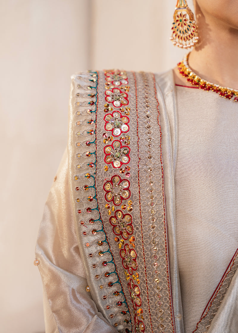 Vashah Hyderabadi Khara Dupatta - Hand Embroidered Luxury Fabric Shawl - Shopping Karado