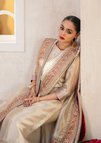 Hyderabadi Khara Dupatta - Gold Embroidered Luxury Shawl - Buy Online Pakistan