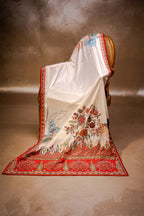 Vashah Rangreza - Hand Embroidered Raw Silk Shawl - Shopping Karado