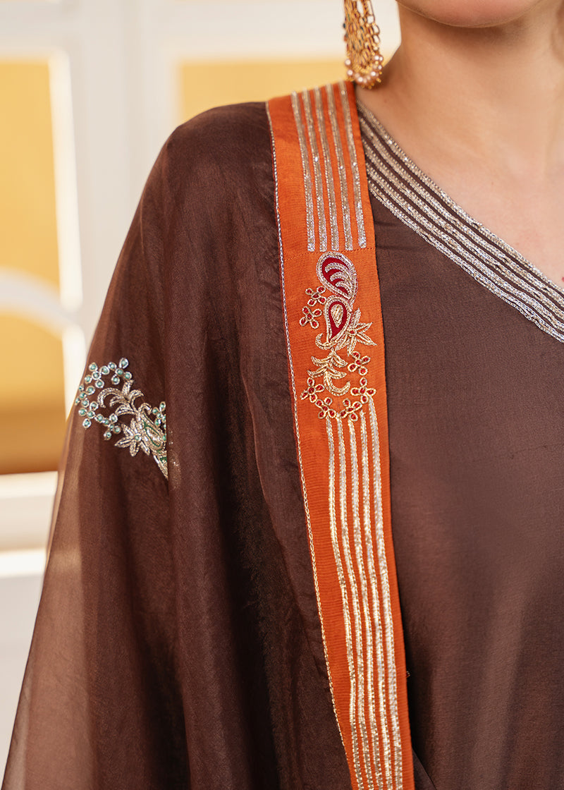 Afshan Shawl - Orange Embroidered Luxury Shawl - Buy Online Pakistan