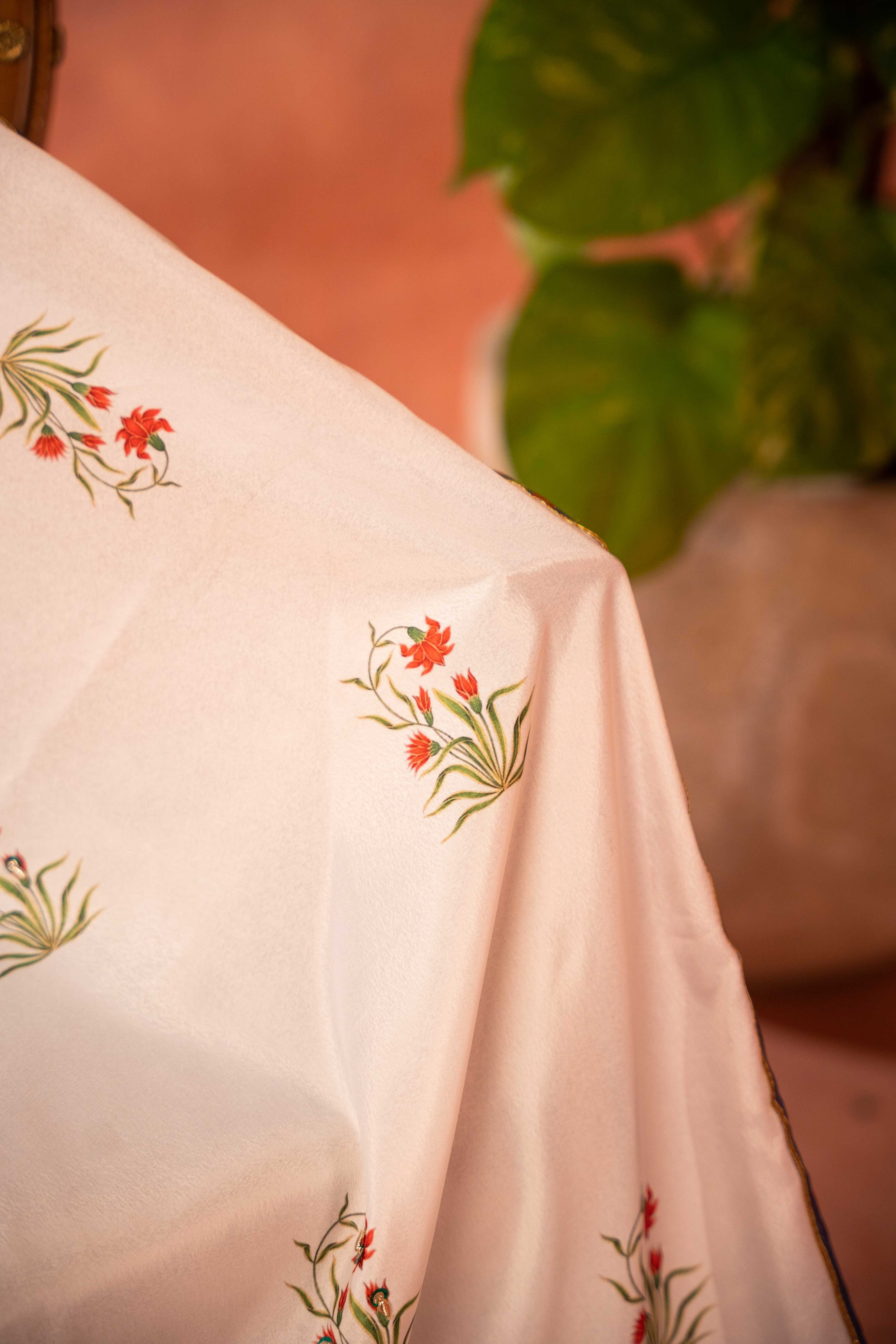 Vashah Palki - Hand Embroidered Raw Silk Shawl - Shopping Karado