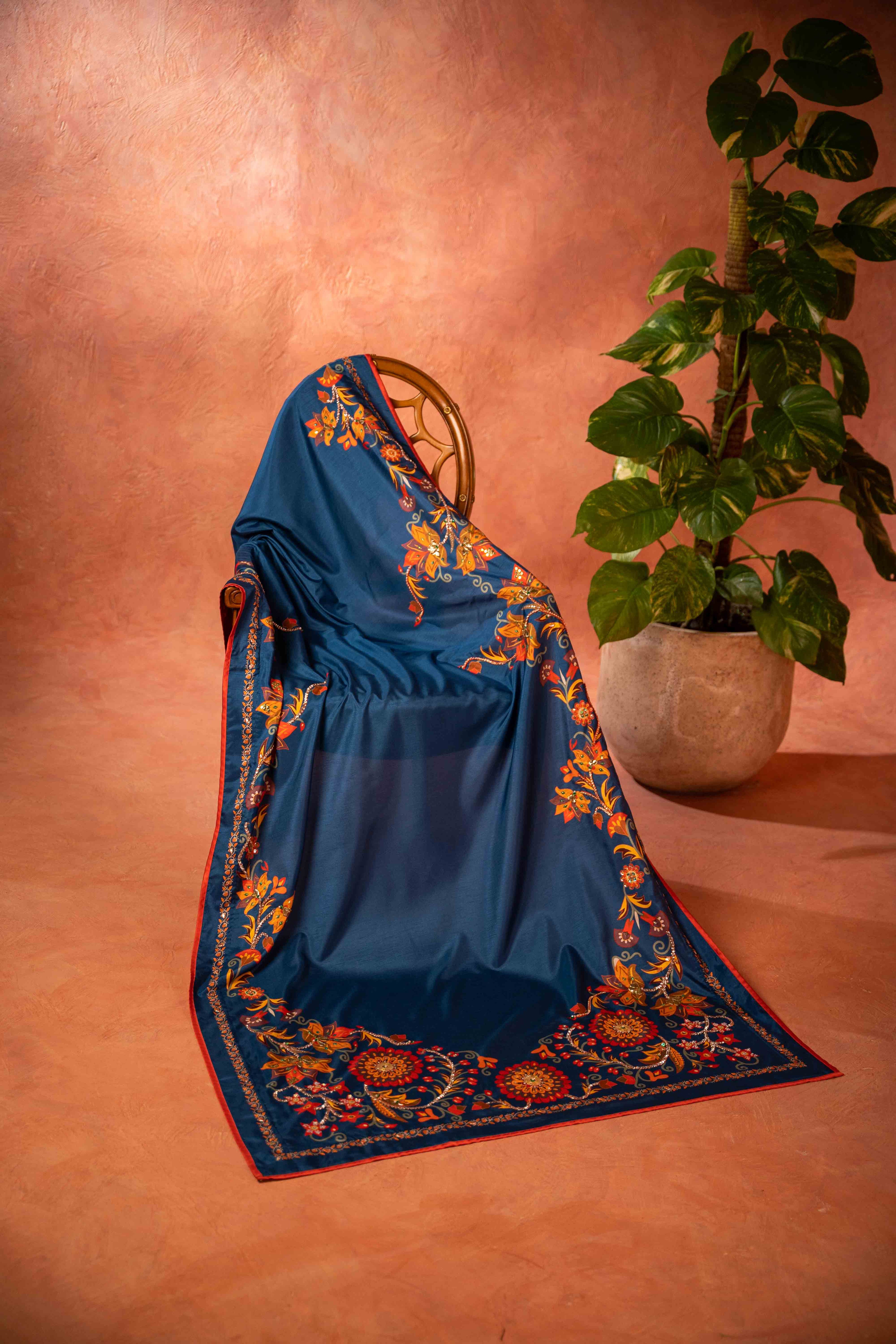 Sabaa - Handcrafted Raw Silk Shawl by Vashah - Shopping Karado