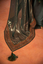 Buy Gul Bano Shawl (Green) Online - Vashah Handcrafted Shawl - Shopping Karado