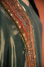 Gul Bano Shawl (Green) - Red Embroidered Luxury Shawl - Buy Online Pakistan