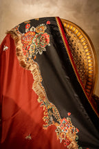 Vashah Bahar-e-Gul - Hand Embroidered Raw Silk Shawl - Shopping Karado
