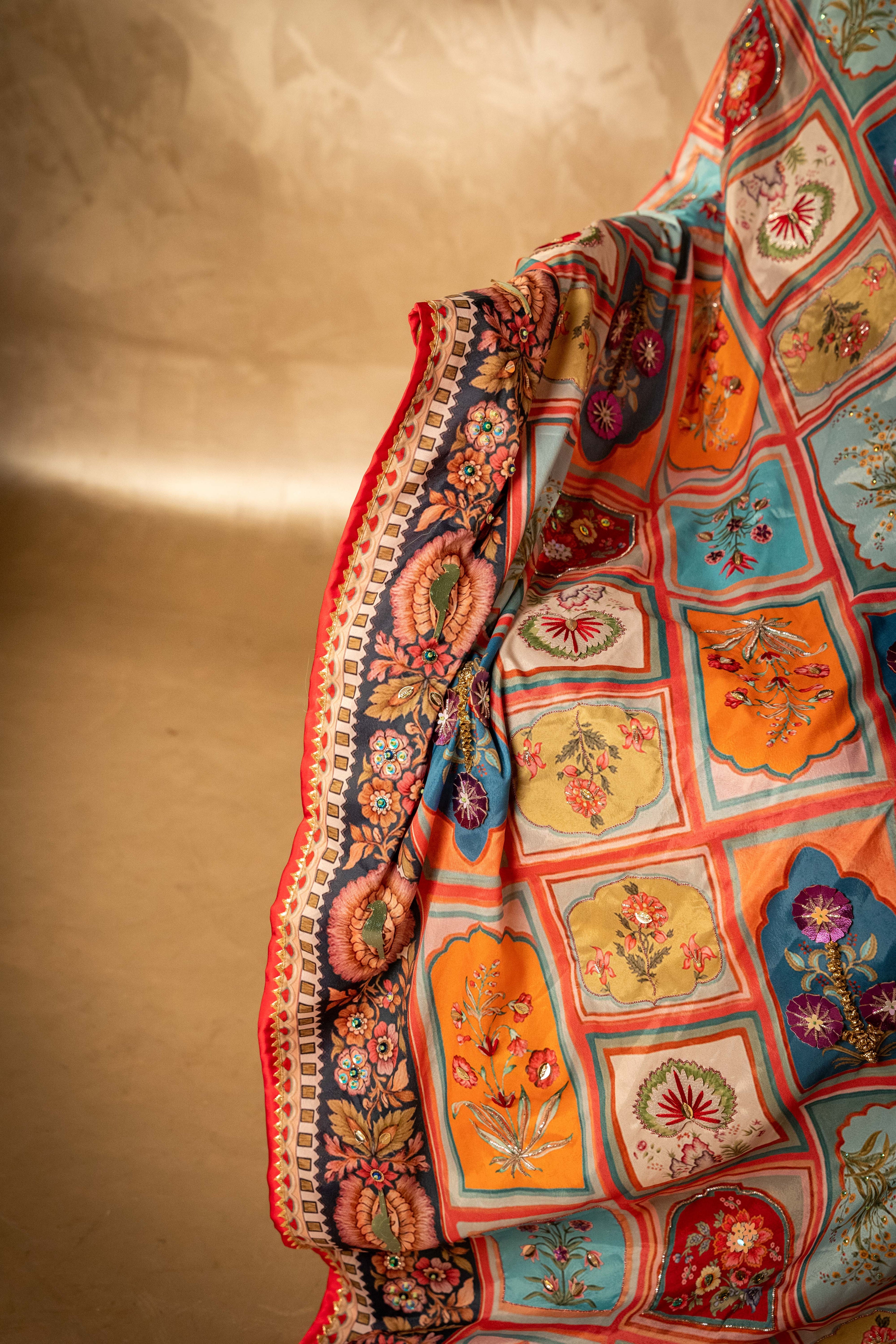 Gul-e-Zar - Red Embroidered Luxury Shawl - Buy Online Pakistan