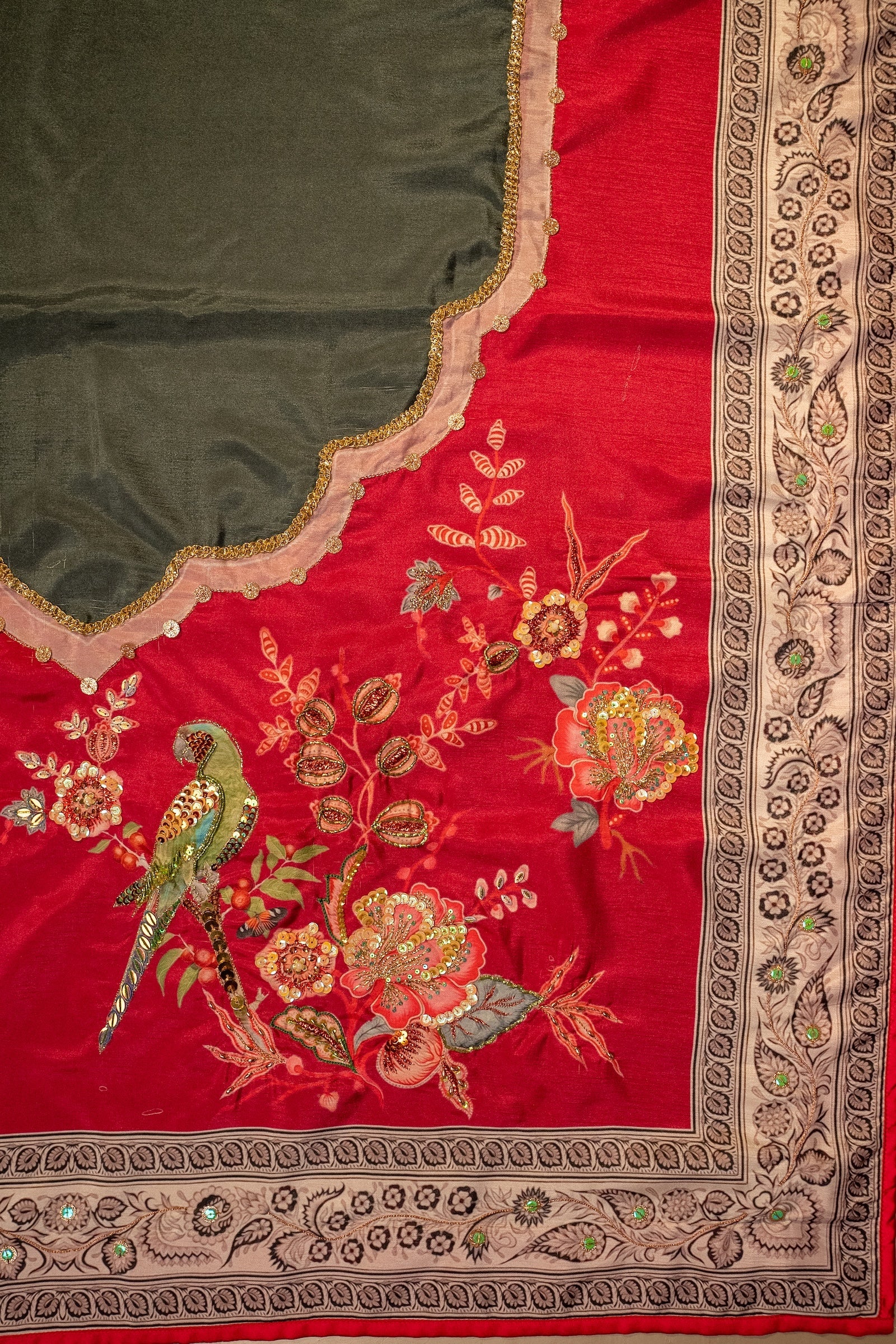 Pihu Shawl - Green Embroidered Luxury Shawl - Buy Online Pakistan