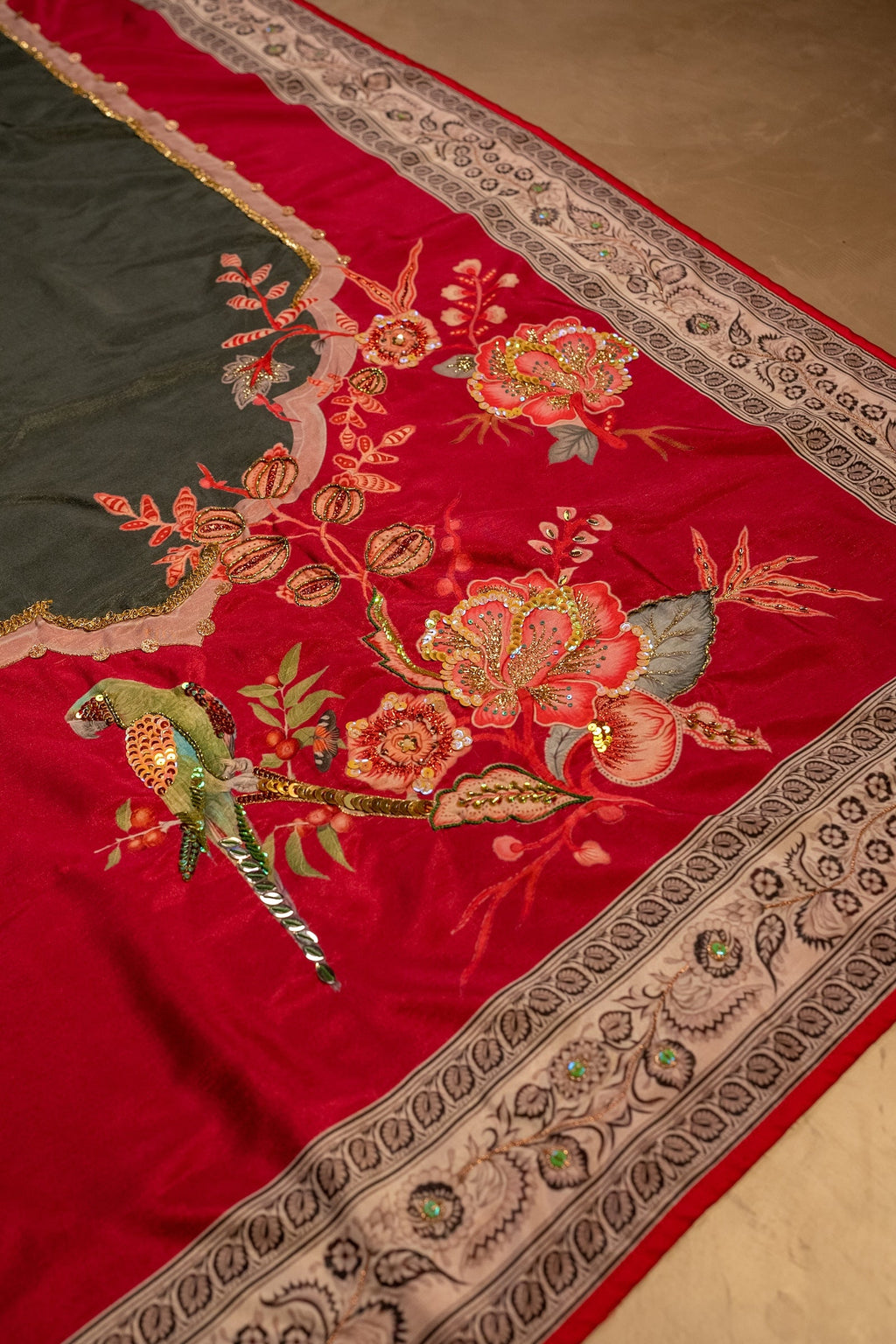 Pihu Shawl - Green Embroidered Luxury Shawl - Buy Online Pakistan