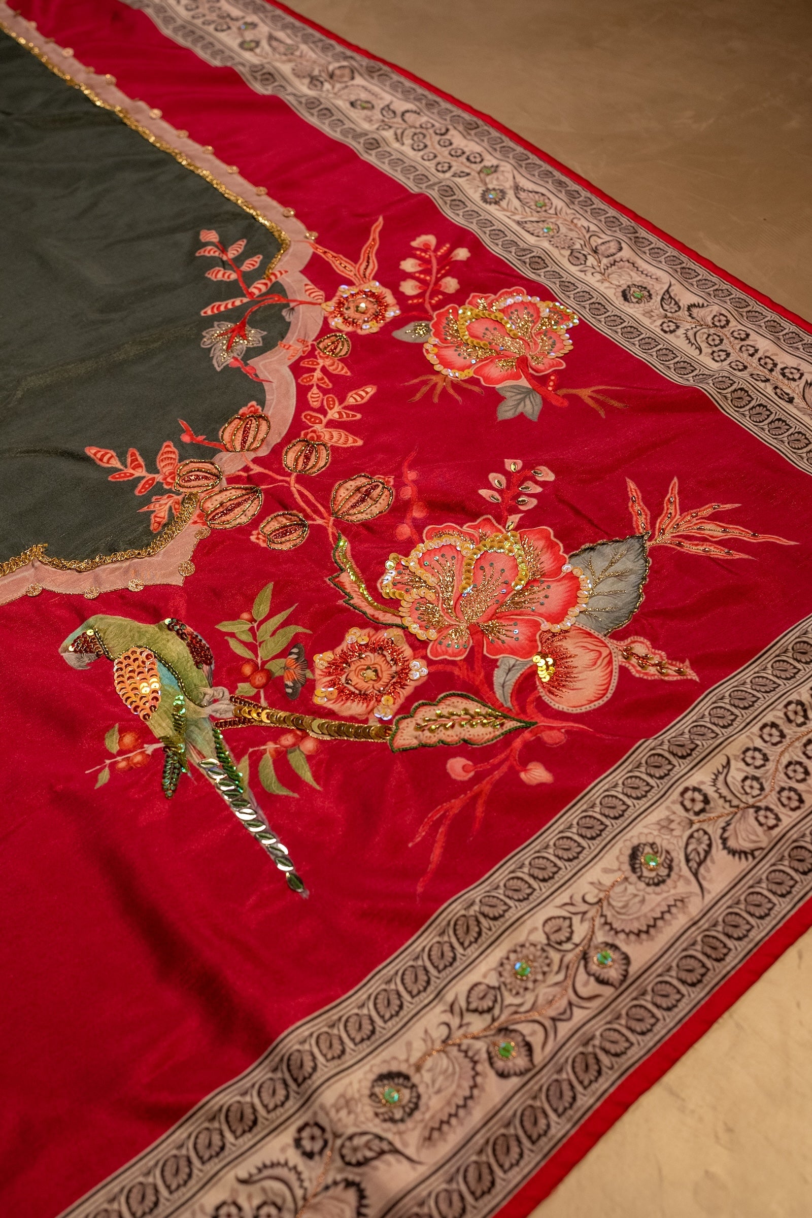 Pihu Shawl - Green Embroidered Luxury Shawl - Buy Online Pakistan