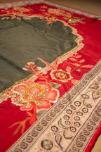Vashah Pihu Shawl - Hand Embroidered Raw Silk Shawl - Shopping Karado
