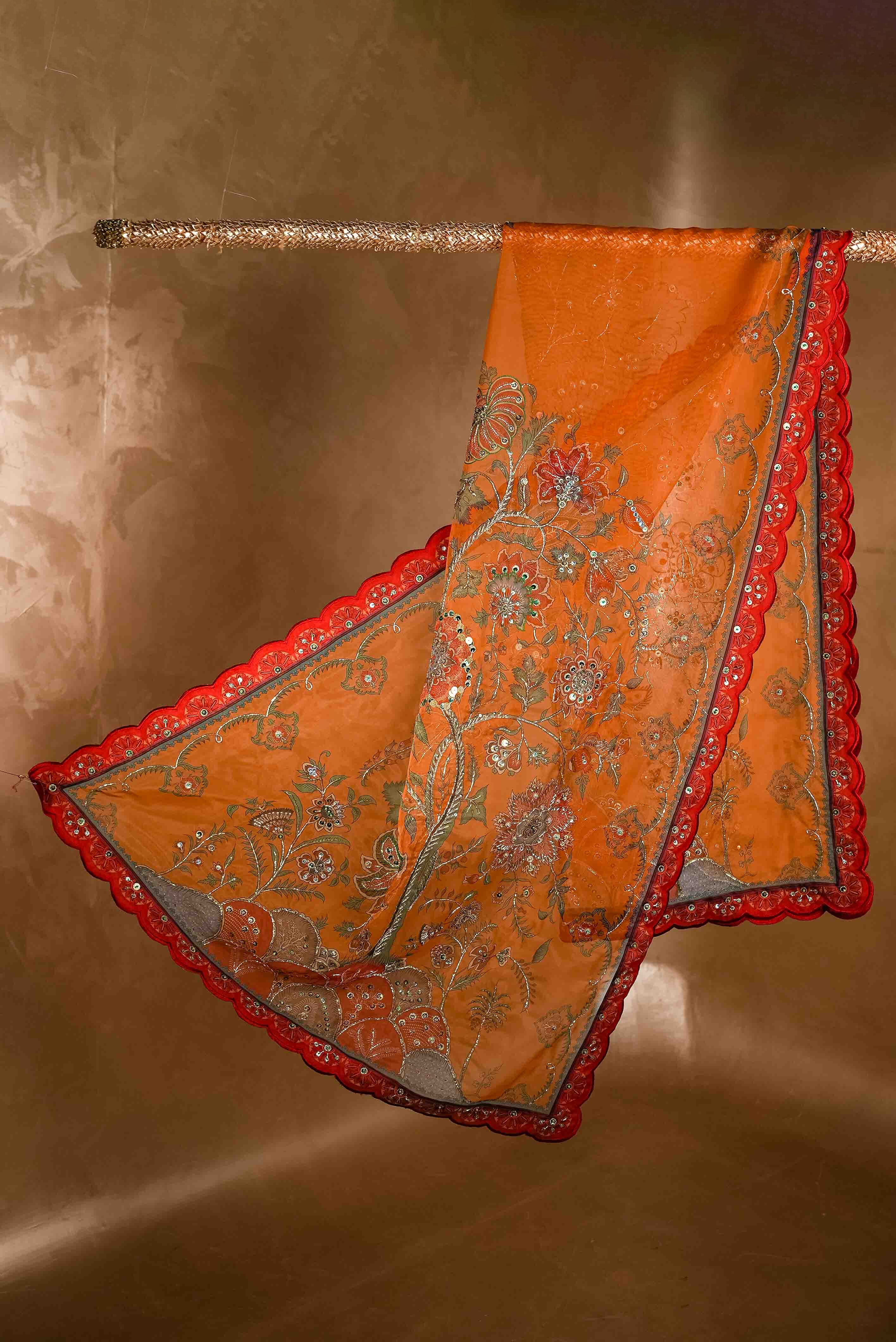 Noor e Rohini - Handcrafted Organza Shawl by Vashah - Shopping Karado