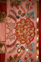 Vashah Maah e Gul - Hand Embroidered Raw Silk Shawl - Shopping Karado