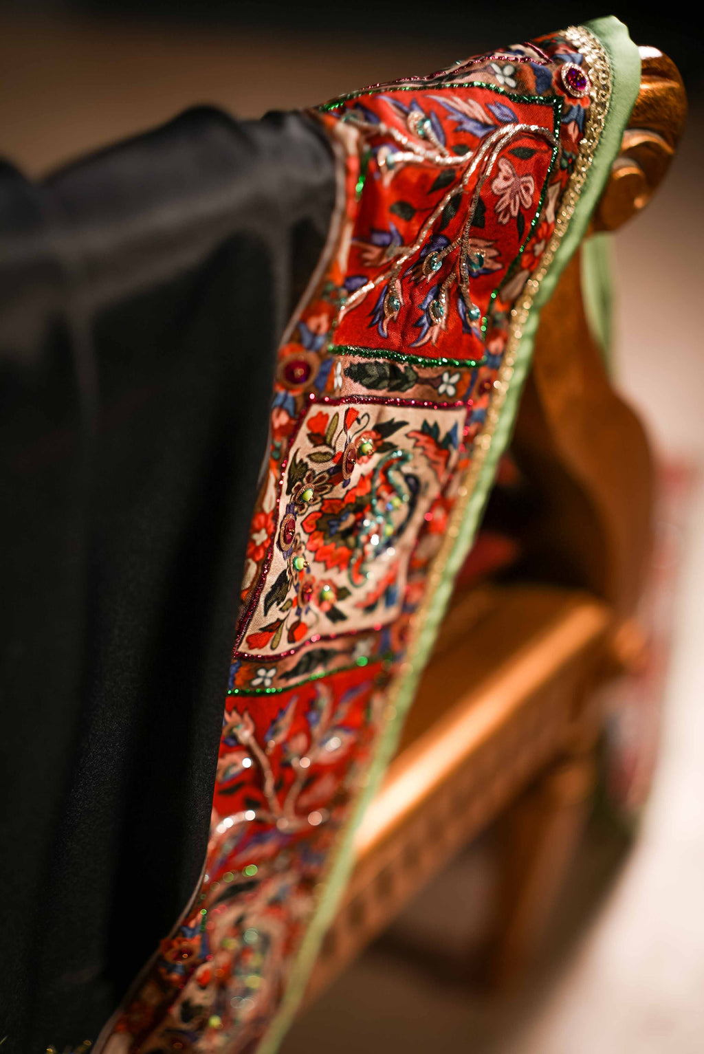Shabnam - Red Embroidered Luxury Shawl - Buy Online Pakistan