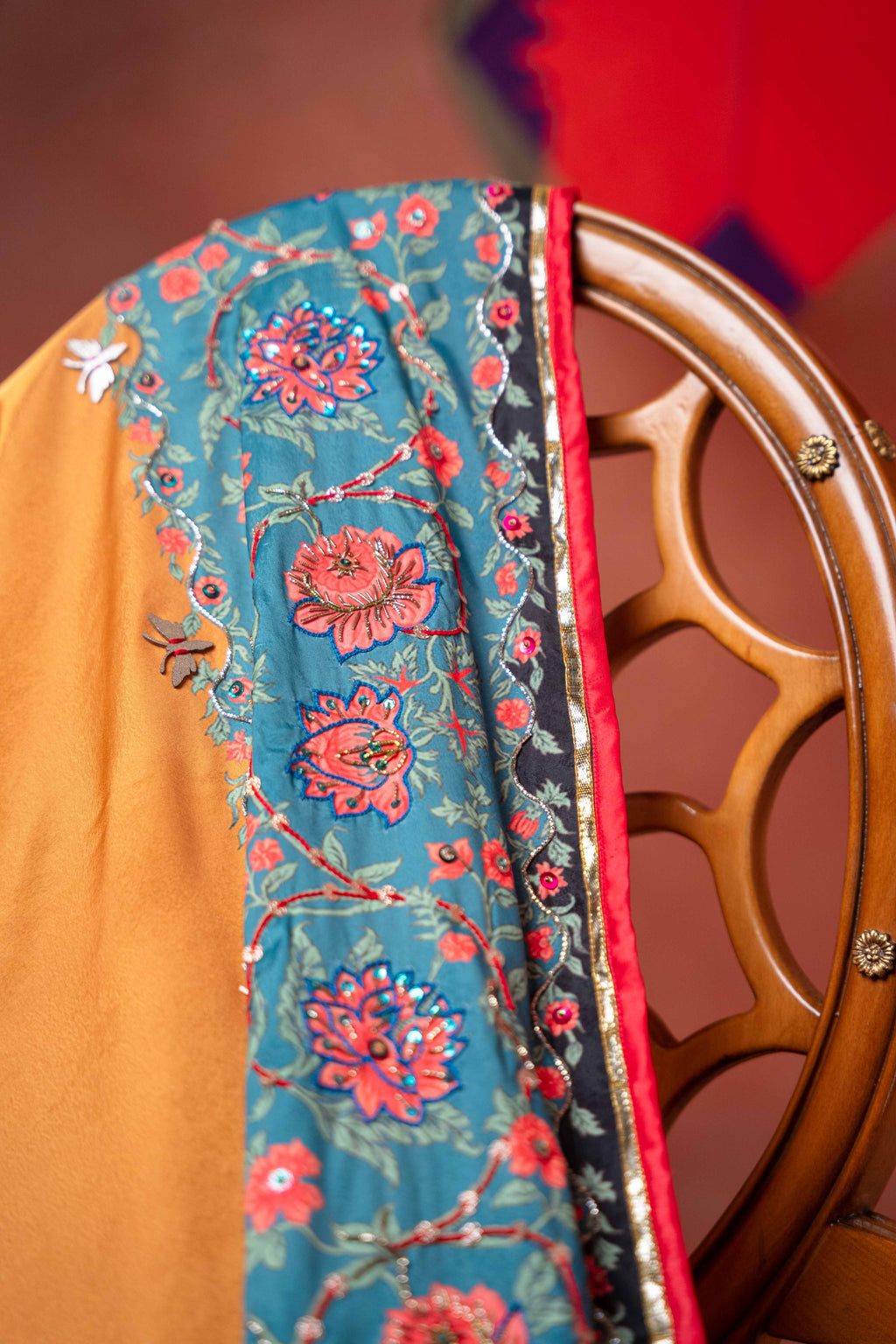 Rang Mahal - Handcrafted Raw Silk Shawl by Vashah - Shopping Karado