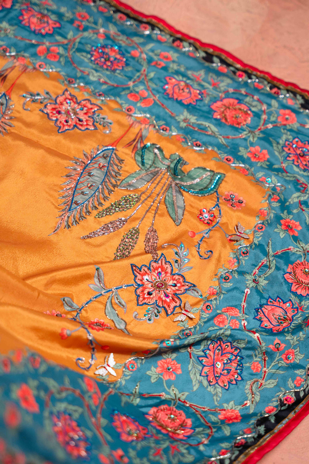 Rang Mahal - Silver Embroidered Luxury Shawl - Buy Online Pakistan