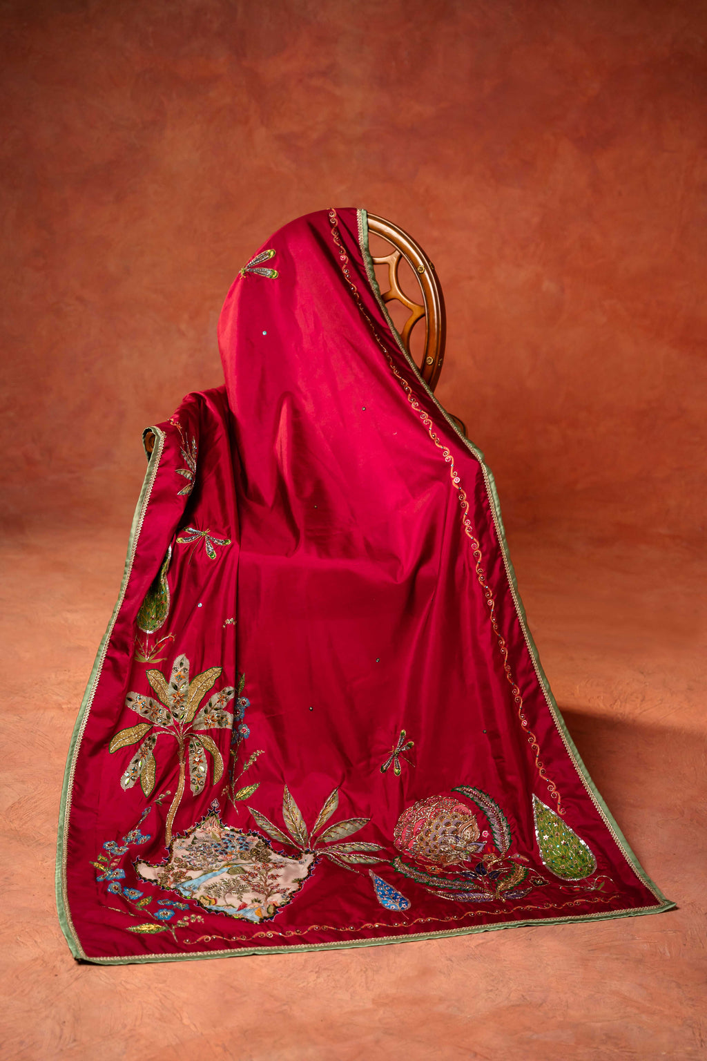 ROSE OF THE MOON - Handcrafted Raw Silk Shawl by Vashah - Shopping Karado