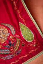 ROSE OF THE MOON - Red Embroidered Luxury Shawl - Buy Online Pakistan