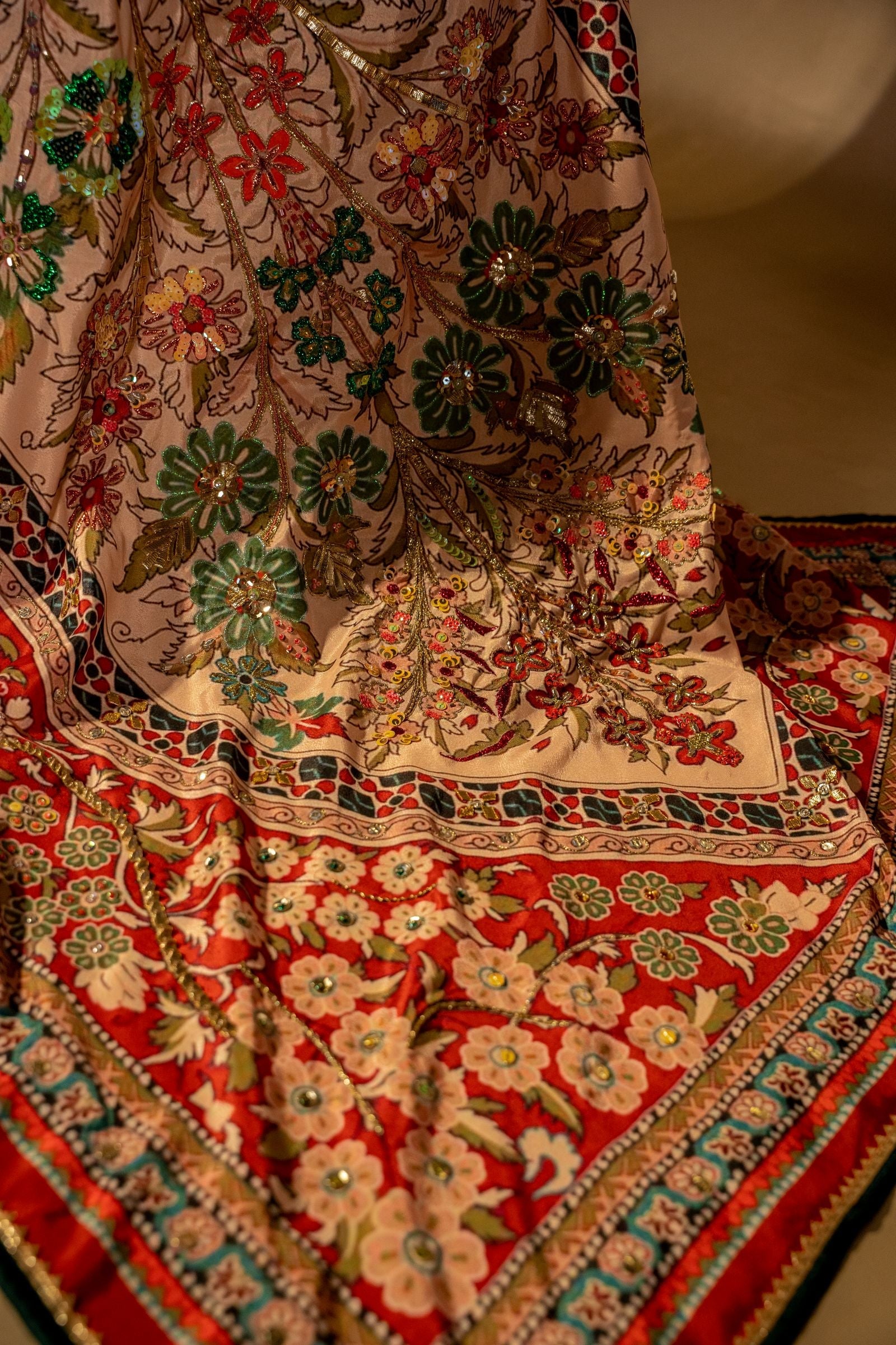 Vashah Ibtida Shawl - Hand Embroidered Raw Silk Shawl - Shopping Karado