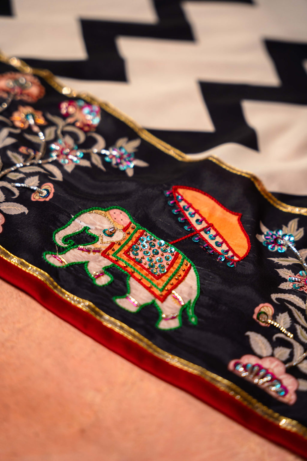THE ROYAL SHADOW - Red Embroidered Luxury Shawl - Buy Online Pakistan