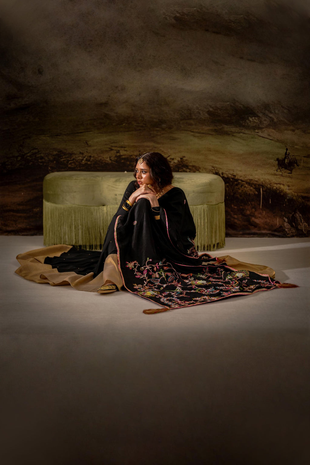 Midnight Chintz - Handcrafted Raw Silk Shawl by Vashah - Shopping Karado