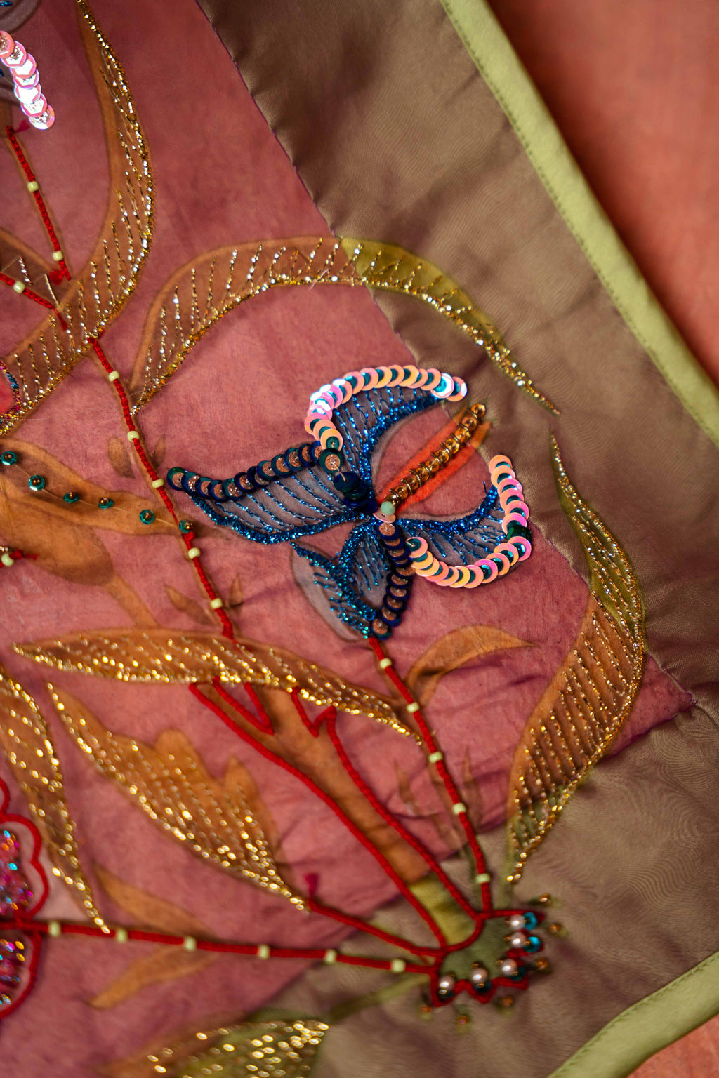 AMETHYST BLOOM Detail View - Luxury Pakistani Shawl - shoppingkarado.com